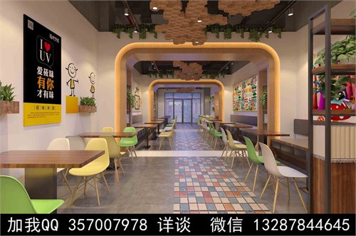 米线店设计案例效果图_美国室内设计中文网